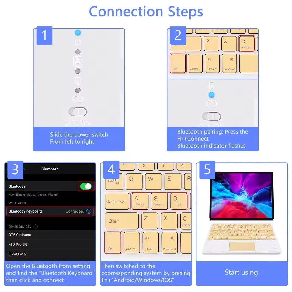 Universal Touch keyboard for iPad Air 13 11 M3 11th Gen ablet Keyboard for Samsung Galaxy Tab S10 Ultra Bluetooth Keyboard tablet keyboard