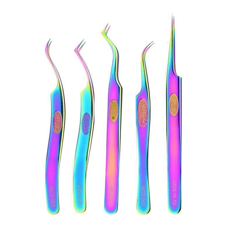 100% Original VETUS Tweezers MCS Series Premium Eyelashes Tweezers Super Fine Tip Improve for 3D 6D Lashes Extensions eyelash tweezers