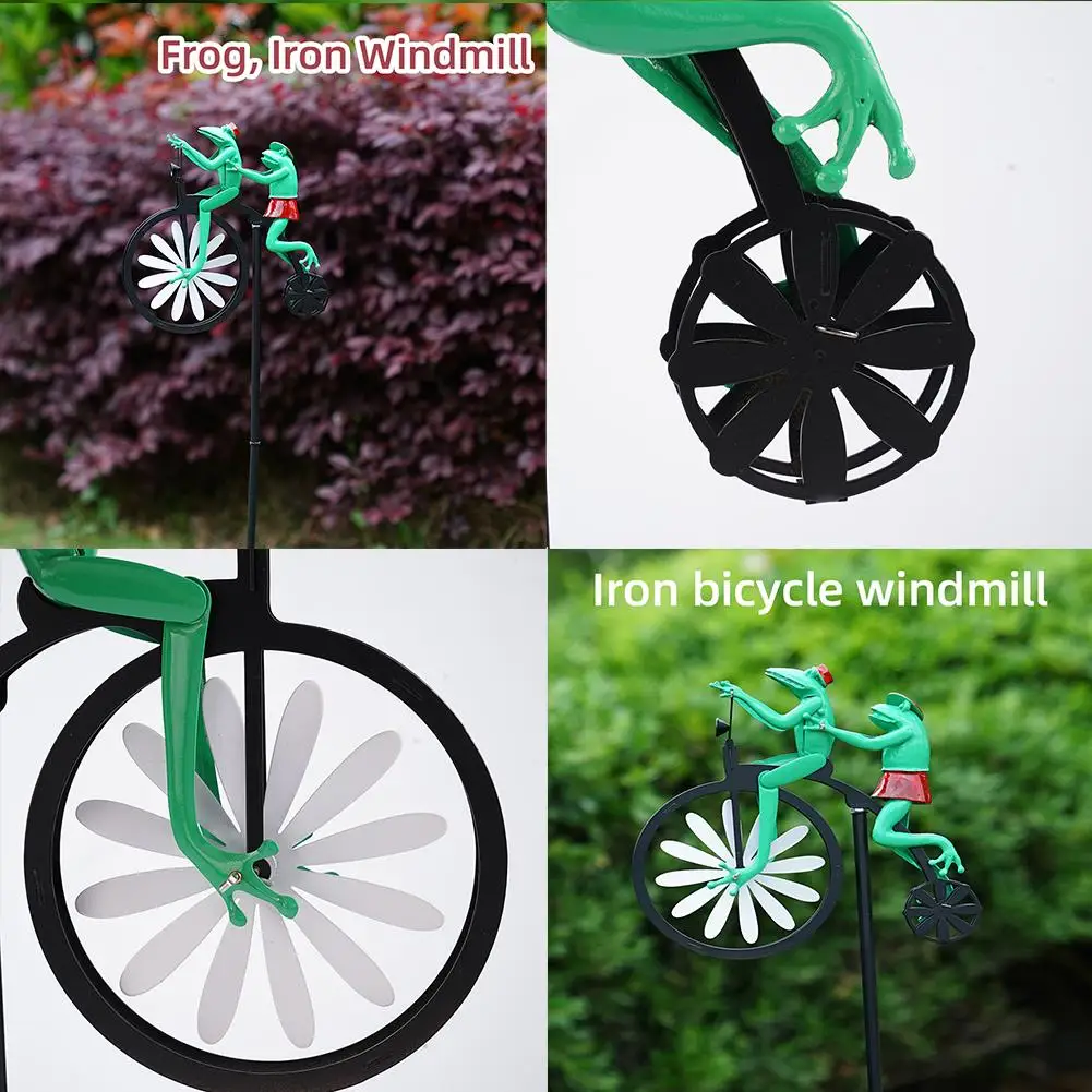 

Frog Bike Ride Iron Windmill Animal Yard Fashion Garden Decors Crafts Quality High Yard Garden Decorative L9P8