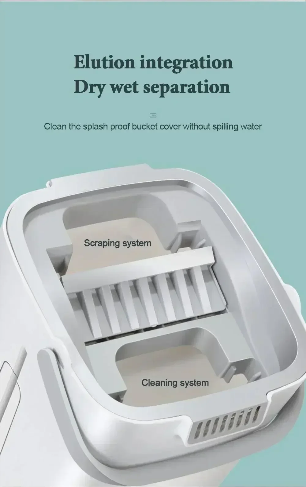 Description Picture 4 of itemFlat Squeeze Mop with Bucket Hand Free Wringing Floor Cleaning Mop Microfiber Mop Pads Wet or Dry Usage on Hardwood Laminate