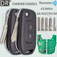 DR อัพเกรด 4A 433MHz Flip Key CWTWE1G0003 สําหรับ Renault Symbole Trafic Dacia Duster Logan Sandero Lodgy Dokker