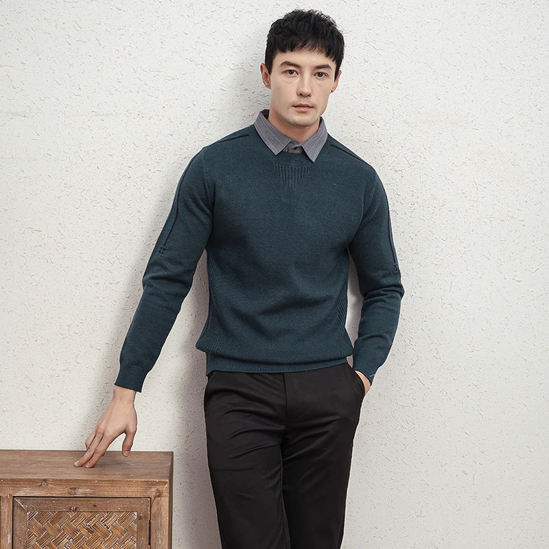 

Высококачественный пуловер с круглым вырезом, Мужской трикотажный свитер с лацканами, Молодежная популярная смесь с длинными рукавами