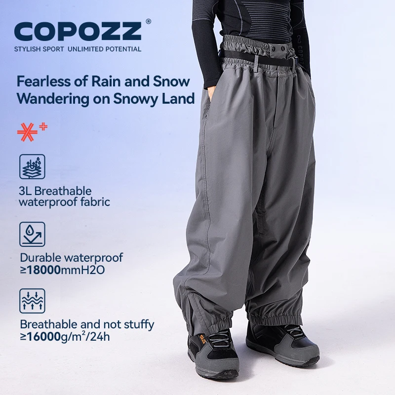 COPOZZ Thicken Winter Ski Pants Men Warm Snow Trousers Winter Ski Snowboarding Pants Windproof Waterproof Outdoor Snow
