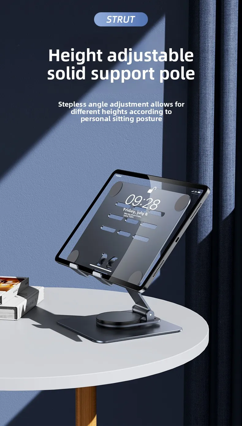 Tablet-Ständer, Handyhalterung aus Aluminiumlegierung für den Schreibtisch, All-Metal-Halterung für iPad-Livestreaming und Computer für bequemes Fernsehen – Detail 7