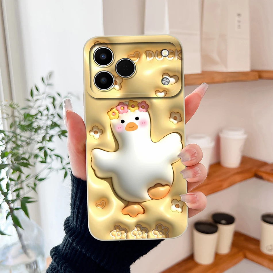 Funny Cartoon Animals Lens Protection Soft Liquid Silicone Back Cover Case