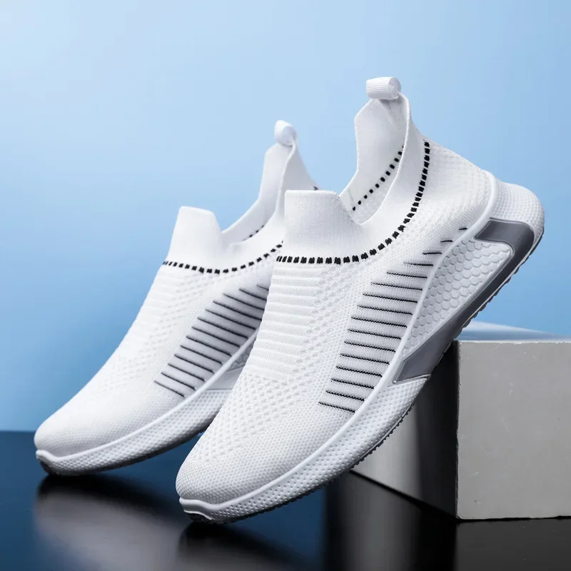 Men's Running Shoes 2024 Summer Breathable Sport-Shoes Man Trendy Lightweight Slip on Walking Shoes Men Sneakers Tennis
