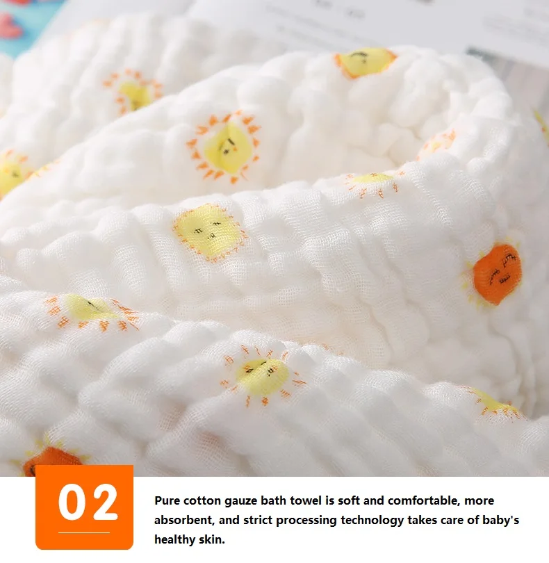 2PCS Baby Bath Towel Newborn Bathrobe Cotton Gauze 6 Layers Washcloth Blankets Child Robe Kids Facecloth Muslin bathroom towels
