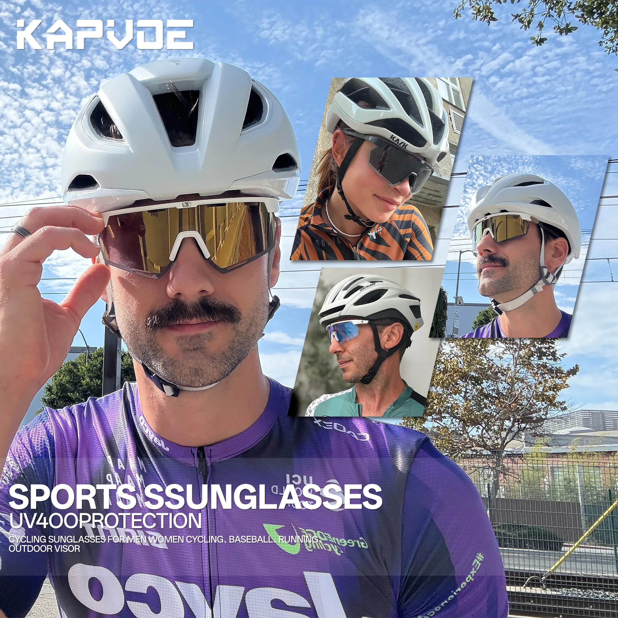 Kapvoe Carbon Fiber Hiking Eyewear Sunglasses for Men Lightweight Photochromic Cycling Glasses UV400 MTB Bike Bicycle Sports