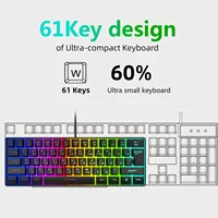Gaming Keyboard,Russian/English RGB Backlit 61 Key Ultra-Compact Keyboard, Waterproof Mechanical Feeling Office aming Keyboards - Image 5