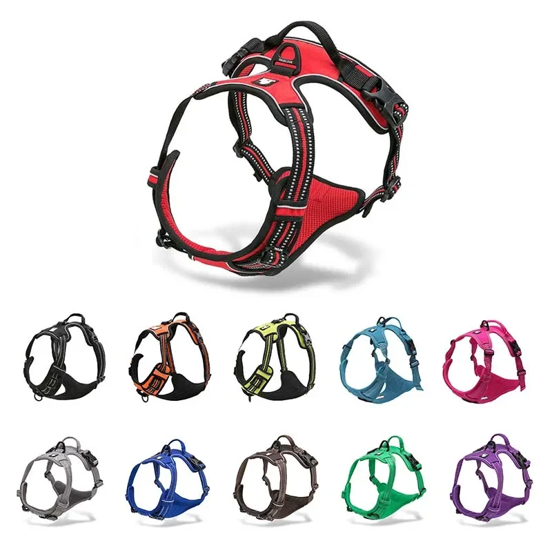 Pet Dog Harness Reflective Nylon Padded Adjustable Safety Vehicular Leads for Dog TLH5651