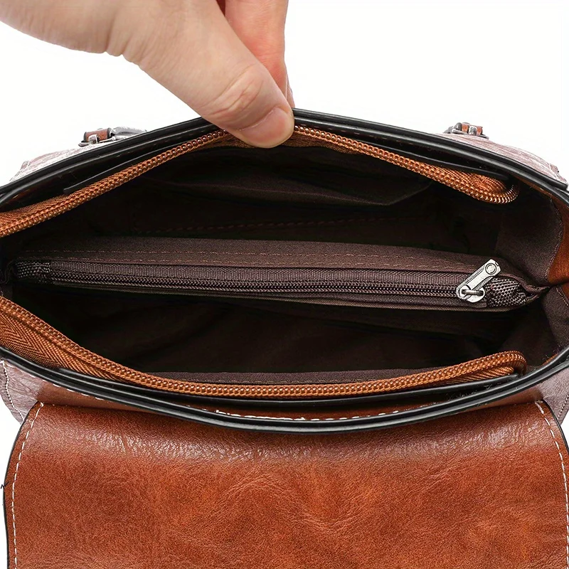 Vintage Turn-Lock Square Satchel Bag, Classic Handbag Shoulder Bag for Women Everyday Tote Crossbody Bag, Secure Travel Purse