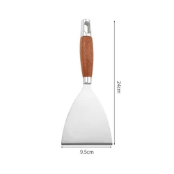 Premium Stainless Steel Steak and Pizza Turner with Wood Handle - Versatile BBQ and Kitchen Utensil (C)