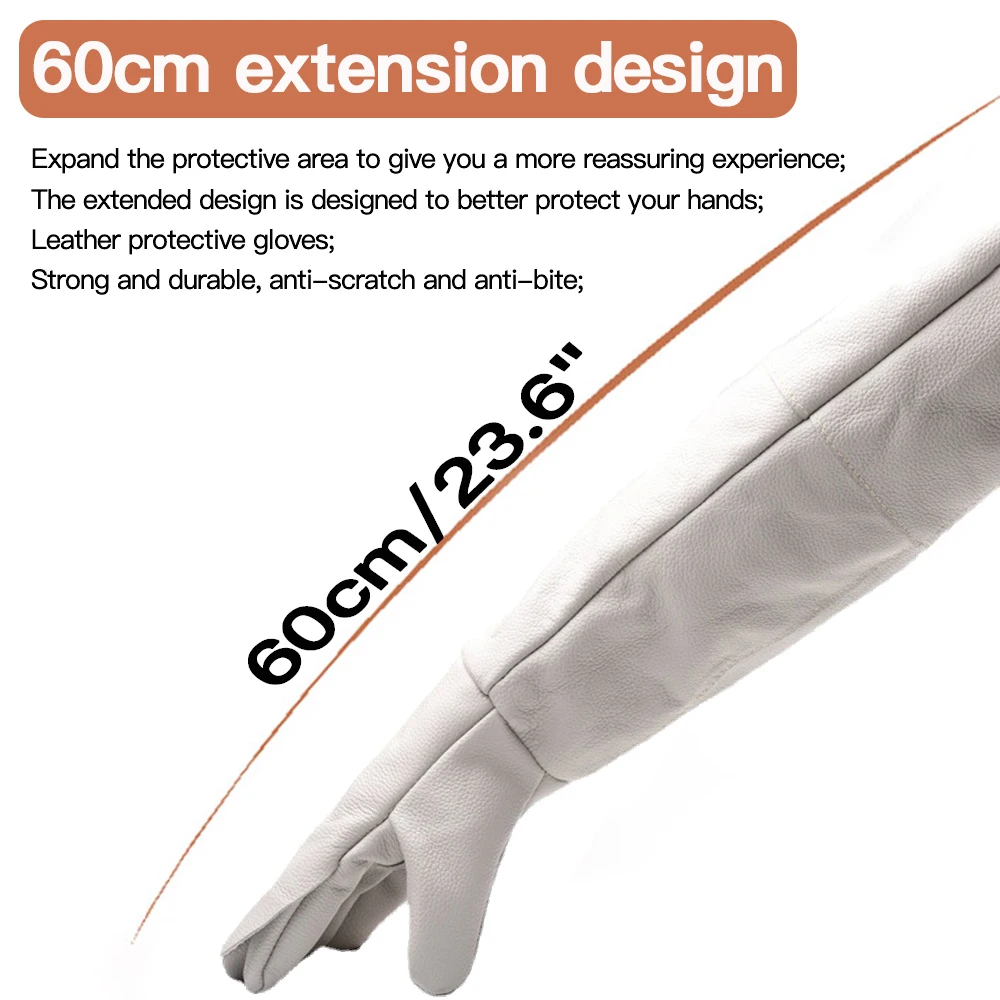 Anti-bite Safety Bite Gloves For Catch Dog Cat Reptile Animal Ultra Long Leather White Pets Grasping Biting Protective Glove