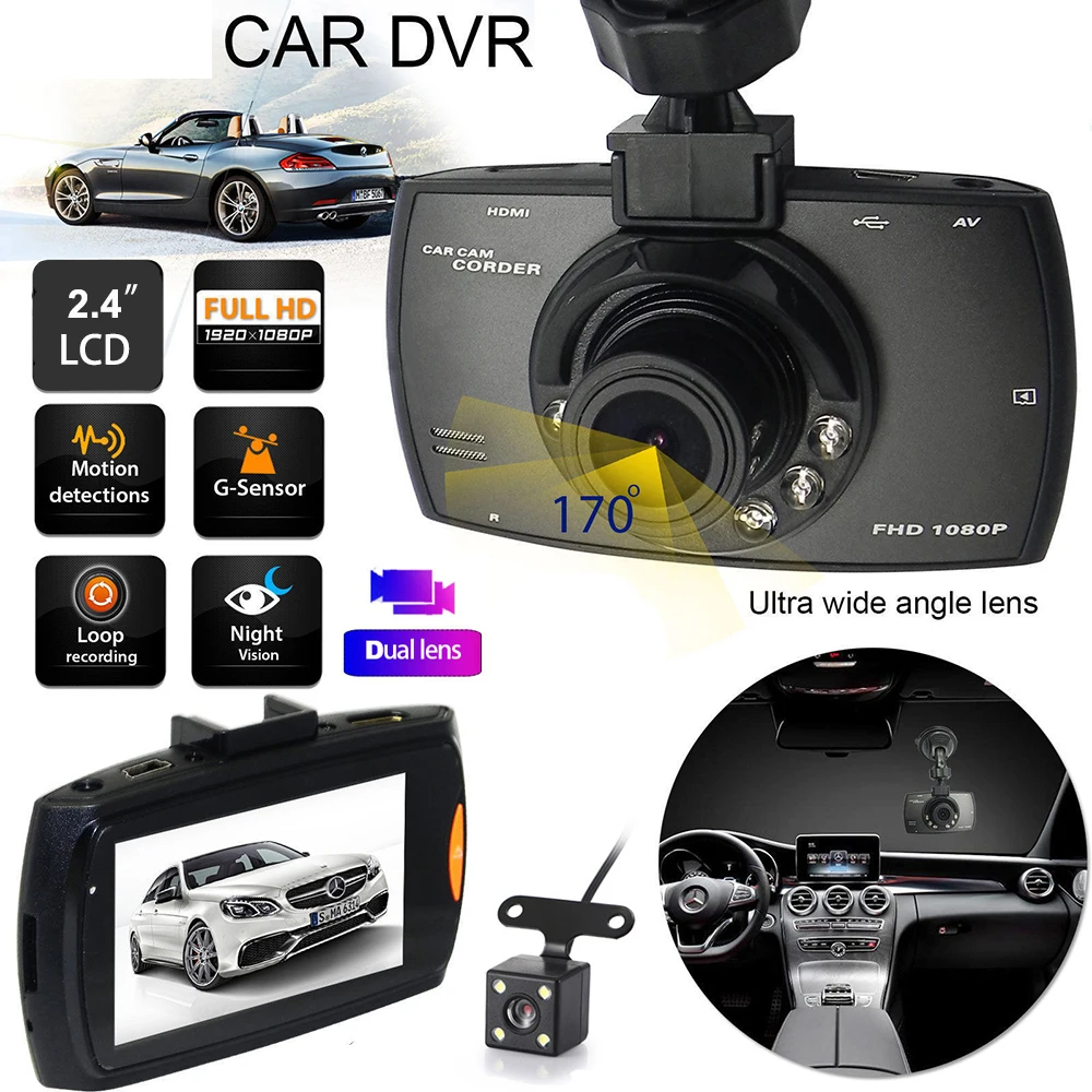 

Car DVR Full HD 1080P Dash Cam Vehicle Dash Camera Dual Lens Rear View Auto Video Recorder G-sensor Parking Monitor Night Vision