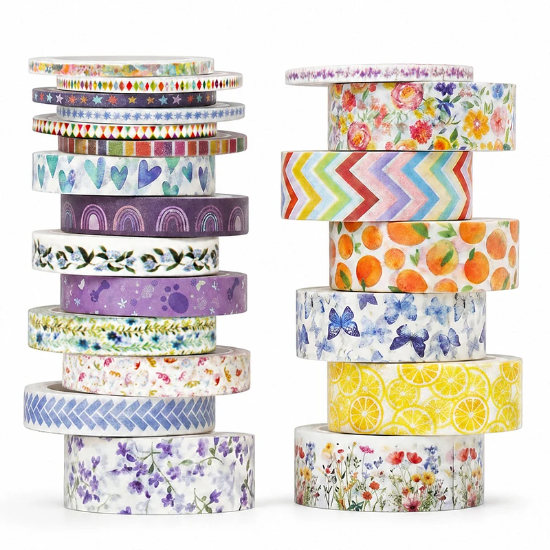 Washi Tape Set, 3/21 Rolls, Assorted Sizes, Floral 3m/Roll Washi Tape for Scrapbook, Arts, Crafts, Journals Planners Decorative 1
