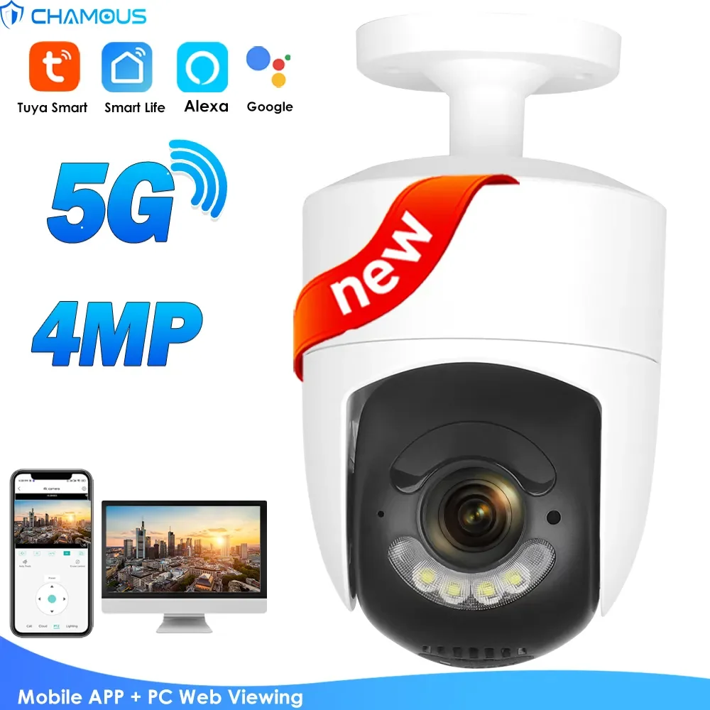 Tuya WiFi Camera 360° 2K 4MP 5G WiFi Alexa Security Camera Outdoor