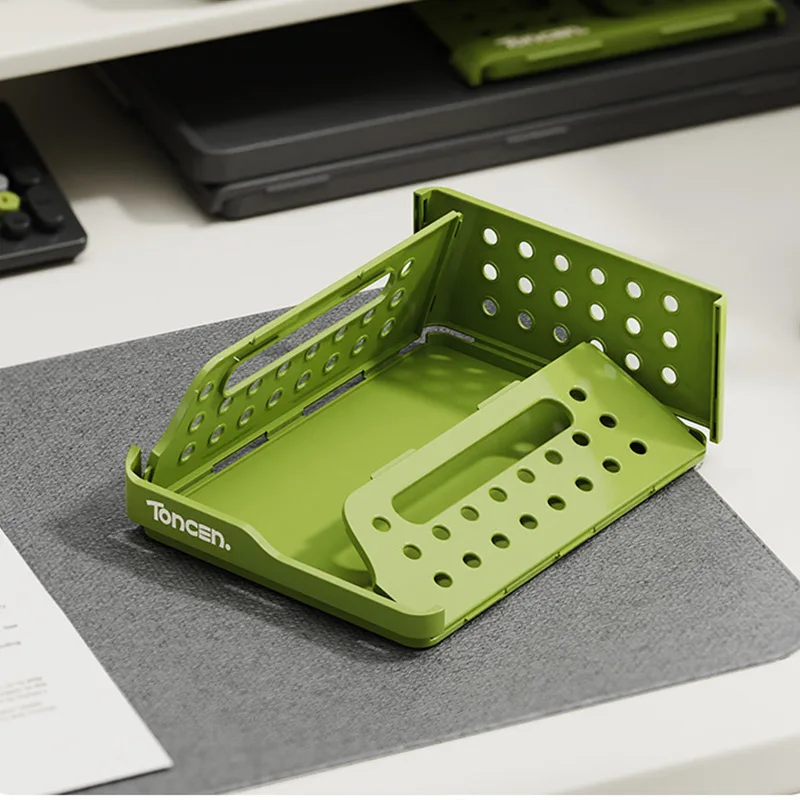 Stylish & Sturdy 3-Tier Desk Organizer with 2 Large + 2 Small Compartments – Stackable Office Storage Box - 3