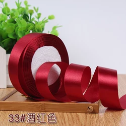 Premium Satin Ribbon for Crafts and Sewing - 25 Yards, Various Widths (Wine red)