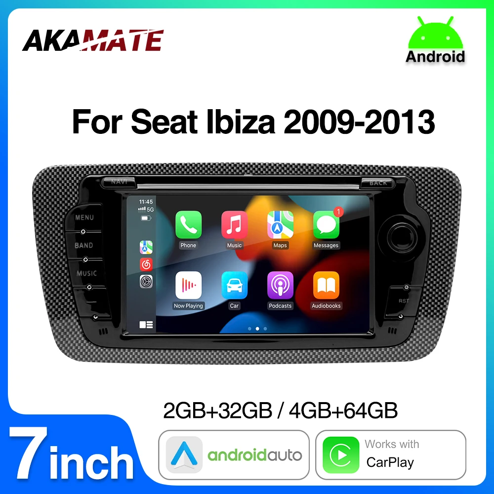 2 Din Car Radio for Seat Ibiza 2009-2013 Audio Multimedia Player CarPlay Android Auto GPS Bluetooth WIFI FM RDS Autoradio