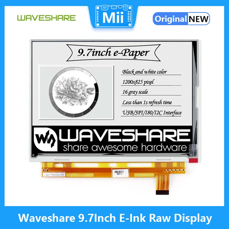 

Waveshare 9.7Inch E-Ink Raw Display with parallel port for Raspberry Pi 2B/3B/3B+/Zero/Zero W 1200x825 resolution