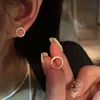 Delicate Small Circle Stud Earrings for Women Gold Color Crystal Minimalist Korean Party Summer Fashion Jewelry Accessories 4