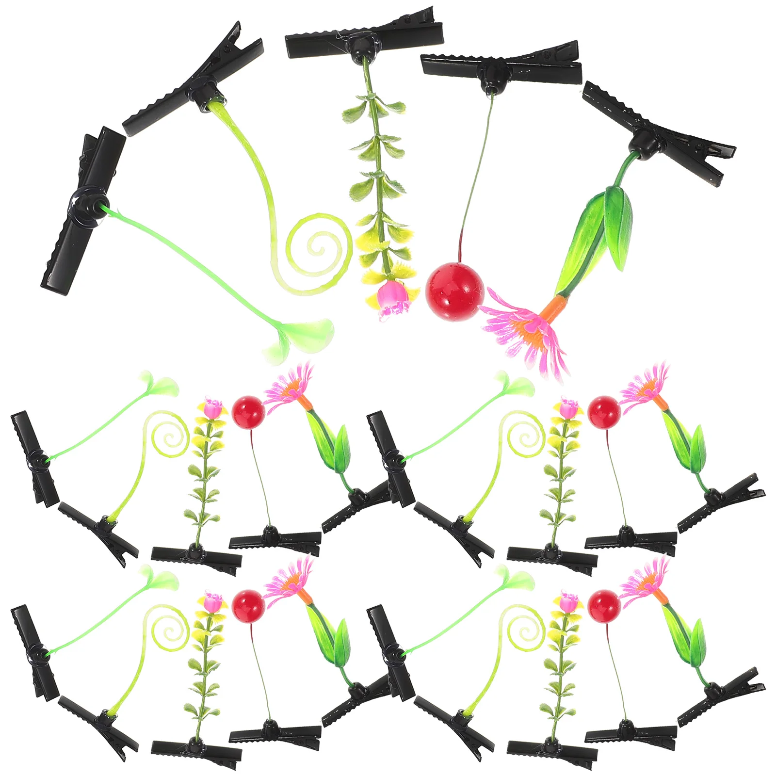 Mini Hair Clips Girls Simulation Festival Hairpin Barrettes Little Red Flower Sprout Metal Bean Child