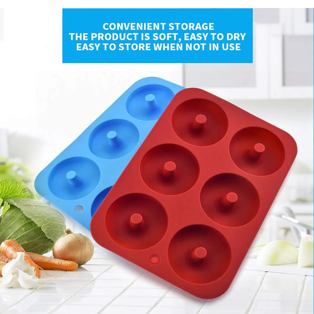 Silicone Non-Stick Donut & Bagel Baking Mold with 6 Cavities