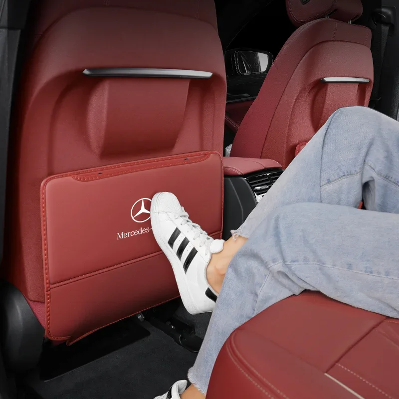 Car seat protector For Mercedes-Benz A B C E V R-Class A45 C43 CLA GLA GLB GLC SLK SL Car Seat Back Protection Anti-Kick Pad Rear Seat Storage Bag