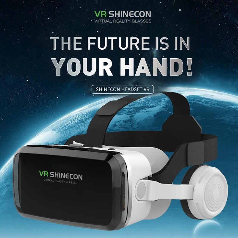 

New VR SHINECON Wireless Bluetooth Stereo Headset Version Virtual Reality Glasses 3D Goggle Cardboard Helmet for Smartphone