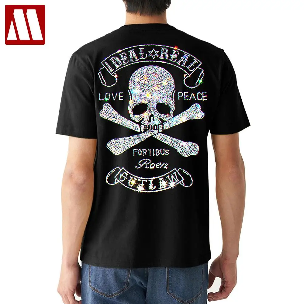 Men's Rhinestone Tshirt Rhinestone Tee Shirts Tshirts Rhinestones Skull Tee Shirt T