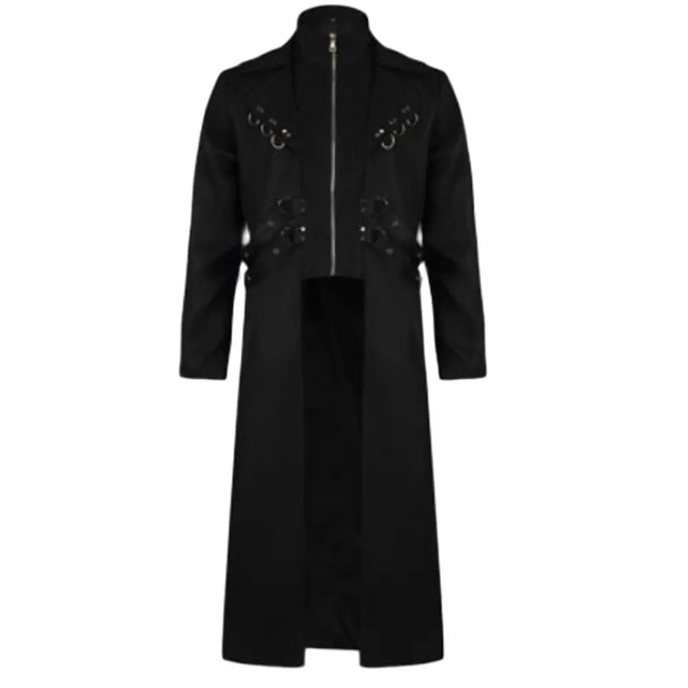 Long Medieval Renaissance Costume Gentlema Coat Gothic Steampunk Trench Vintage Frock Outfit Coat  MenRenaissance Punk Outerwear