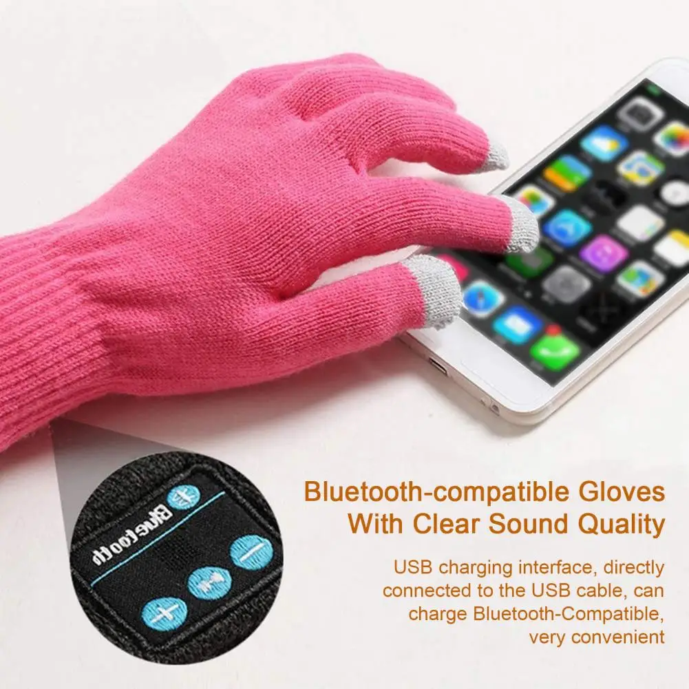 1Pair Warm Gloves Bluetooth-Compatible Winter Gloves Touch Screen Clear Sound Cycling Gloves for Music Call