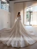 Julia Kui Elegance Tulle Beading Pearls Embroidery Lace A-Line Wedding Dresses Customize Off Shoulder Full Sleeves Bridal Gowns 2