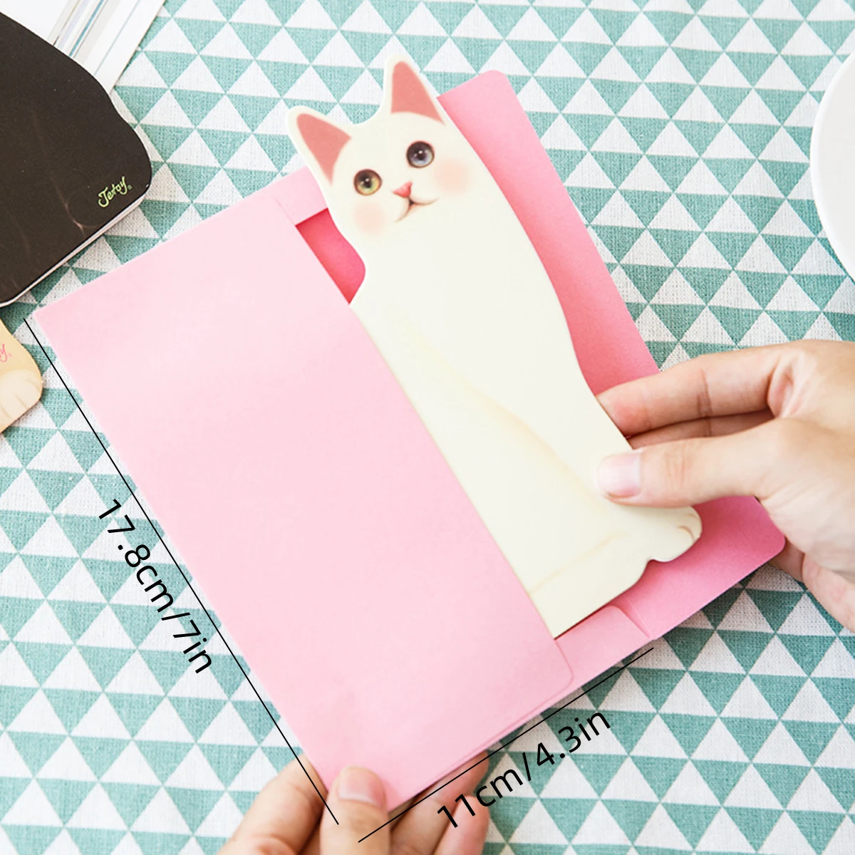 5pc Cute 3D Cartoon Cat Blessing Greeting Cards Christmas Greeting Blessing Cards with Envelopes Wedding Invitations
