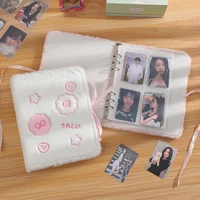 Kawaii Fluffy A5 Binder Photocard Holder Cute Fish Cake Embroidery Photo Cards Storage Book Stationary 2