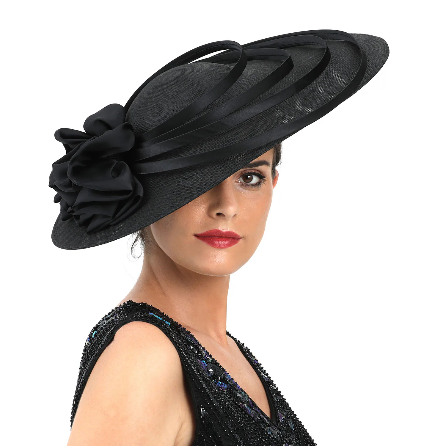 Sinamay Church Hat Flower Fascinator Kentucky Derby Hat Wedding Luxury Headband