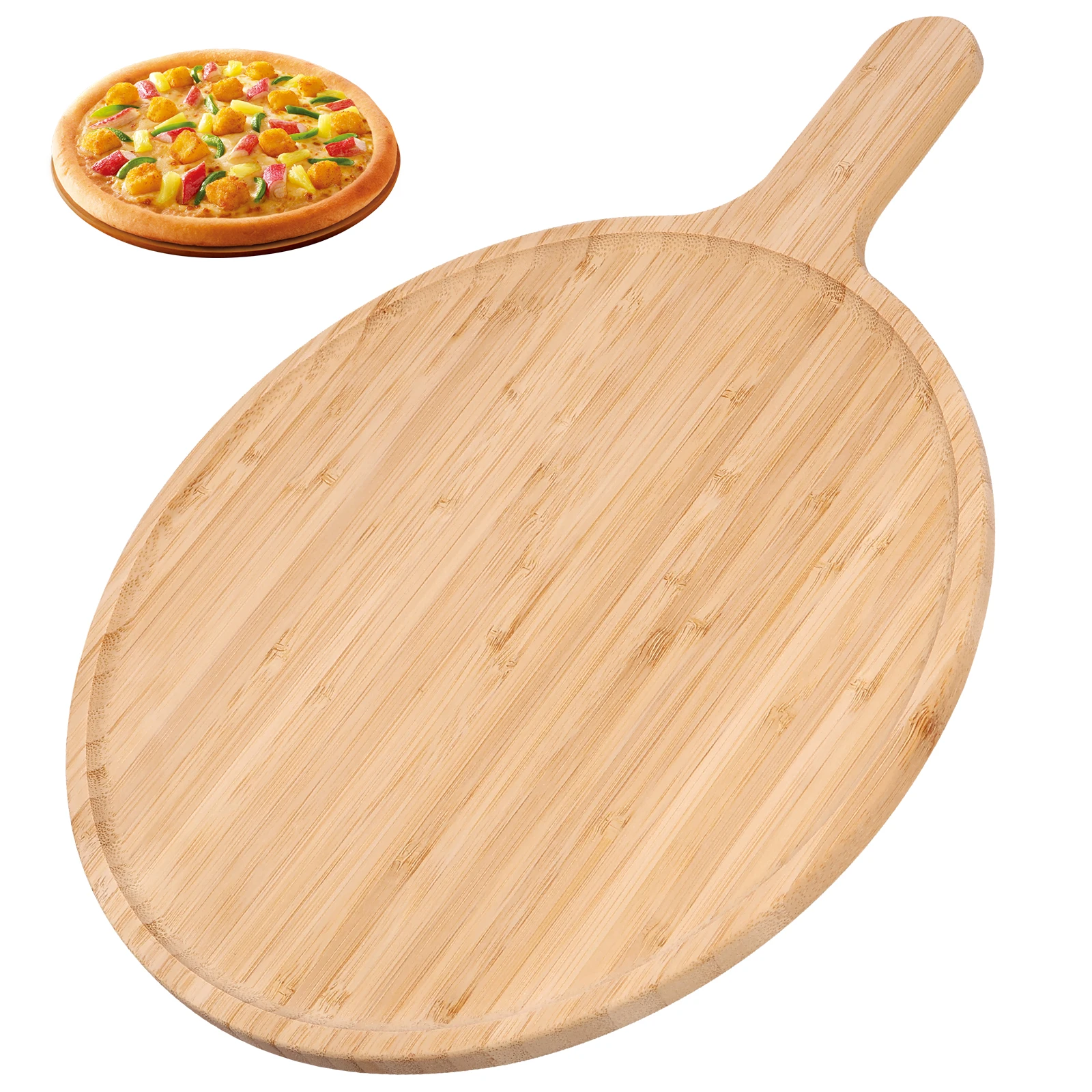 Planche à Pizza Ronde En Bois D'acacia – 30 Cm Avec Poignée, Idéale Pour Service Fromage, Pain, Charcuterie - 10
