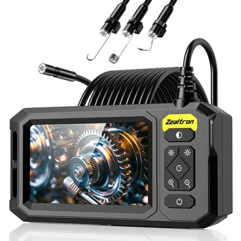 4.3'' IPS Screen Industrial Endoscope 8MM Probe 8LEDs Car Inspection Borescope Waterproof Plumbing Camera 2600mAh 5M Rigid Cable 1