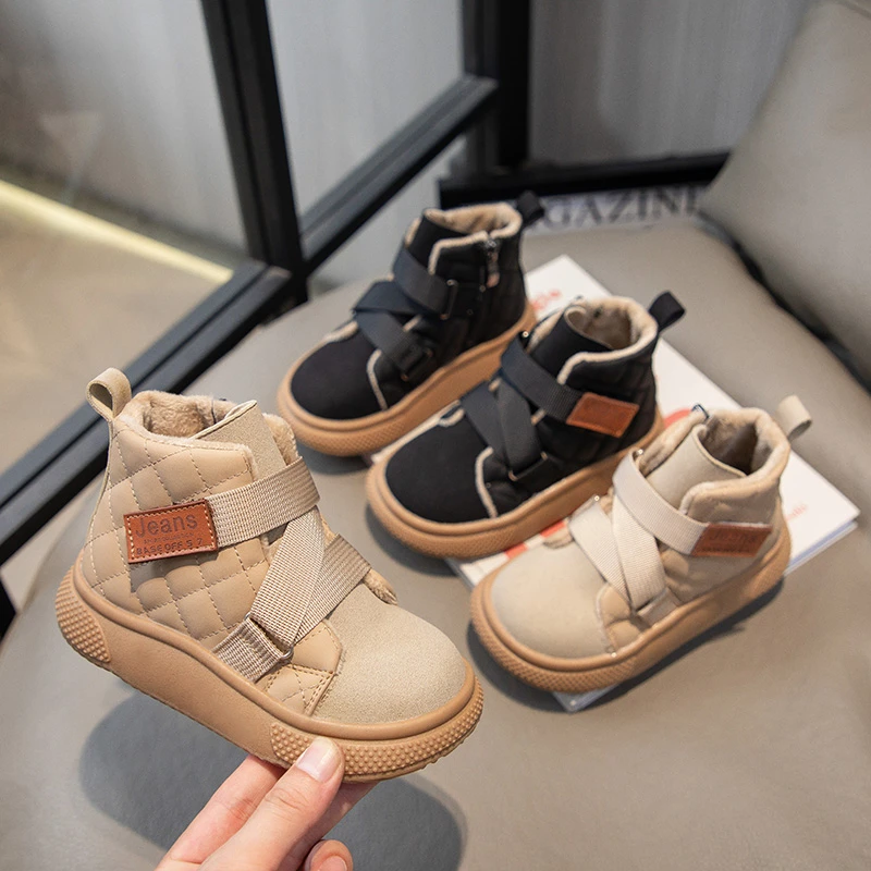 Kids Boots Versatile Side Zipper Fashion Cute 2023 PU Autumn and Winter Children Casual Ankle Boots Drop Shipping Platform Boys