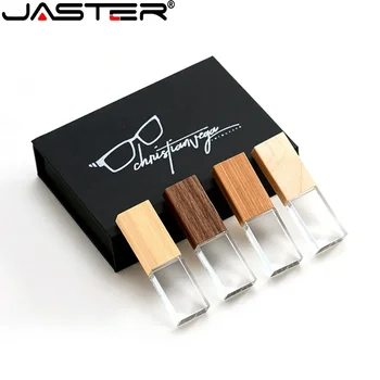 JASTER 무료 사용자 정의 로고 USB 플래시 드라이브, 나무 크리스탈 비즈니스 선물 메모리 스틱, 종이 상자 포함 예쁜 펜 드라이브, 128GB, 64GB, 32GB