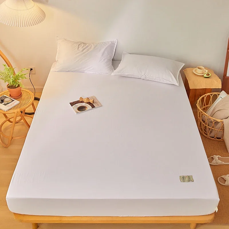 100% Cotton Mattress Covers Air-Permeable Anti-Pull Fitted Sheet No Pillowcase Elastic Bands Non Slip For Single Queen King Bed 2