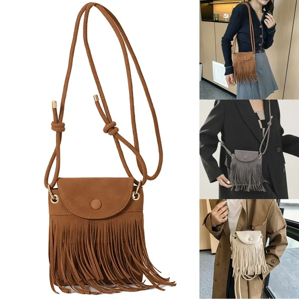 

Packet Women Tote Bag Travel Fringe Fashion Crossbody Grocery Bag Durable Buckskin Velvet Shoulder Bag