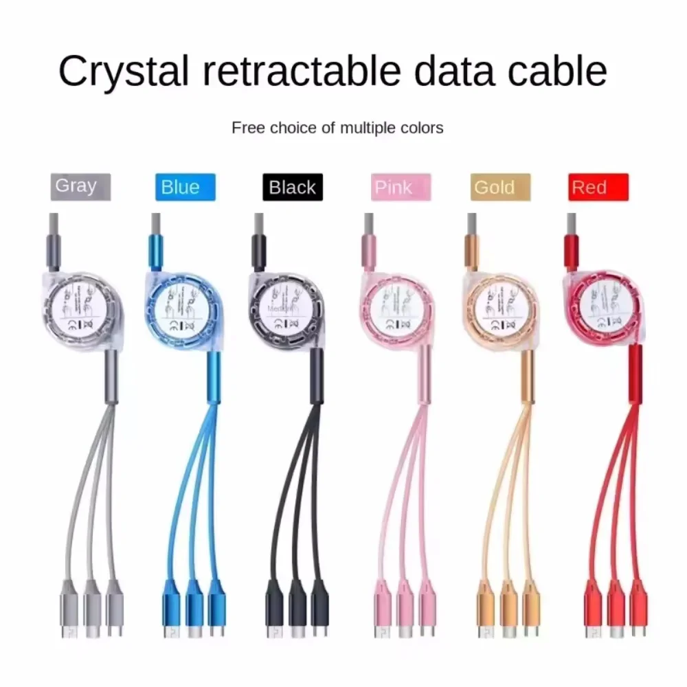3 in 1 Retractable USB Charging Cable – Type C / Micro USB / iPhone Fast Charging Cord for Samsung, Xiaomi, Huawei 1
