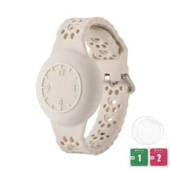 Waterproof Kids' Cartoon Silicone Bracelet with Hidden AirTag Holder (Beige)