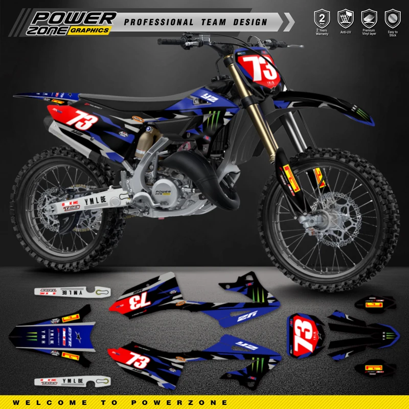 

PowerZone Custom Team Graphics Decals For 3M Stickers Kit For YAMAHA 22-24 YZ125 YZ250 2022 2023 2024 Motorcycle Stickers 16