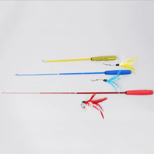 97cm Retractable Cat Feather Toys Kitten Funny Rod Cat Wand Toys Plastic Pet Cat Toys Interactive Stick Pet Cat Supplies 5
