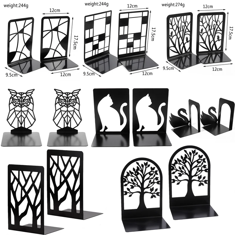 Metal Non-Slip Bookend Bracket Book Support Stand Animal Shaped Office Book Stop book accessories book ends book stopper Gifts 4pcs clamp holder roller blind ancable double roller blind no drilling replacement part accessories set clamp support bracket