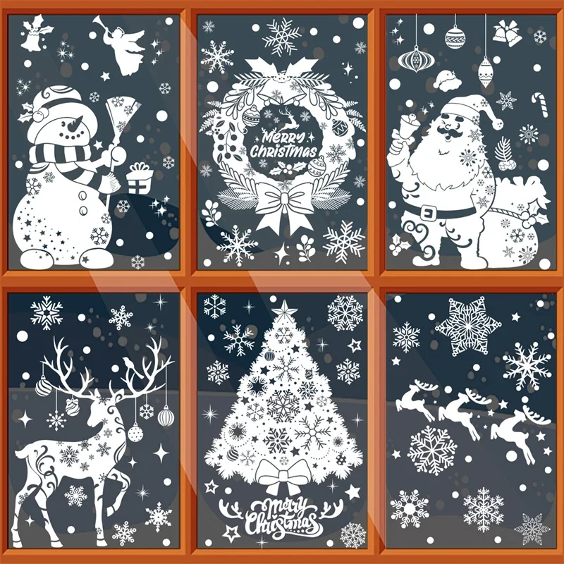 Adesivi per finestre di Natale Pupazzo di neve Albero Decor