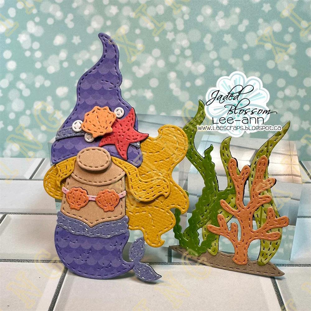 New Gnome Mermaid Add Ons Fancy Shell Metal Cutting Dies Stamps Stencil Scrapbook Embossed Paper Card Album Craft Template