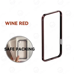 Sleek Aluminum Metal Frame Thin Bumper Case with Alloy Titanium Protection - iPhone 14 Pro Max (Wine Red HMK HZ)